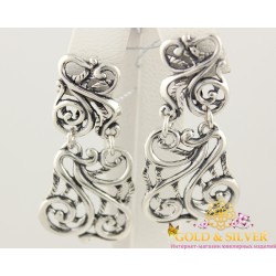 Серебряные серьги ажурные без камней 2304 Gold & Silver, Украина